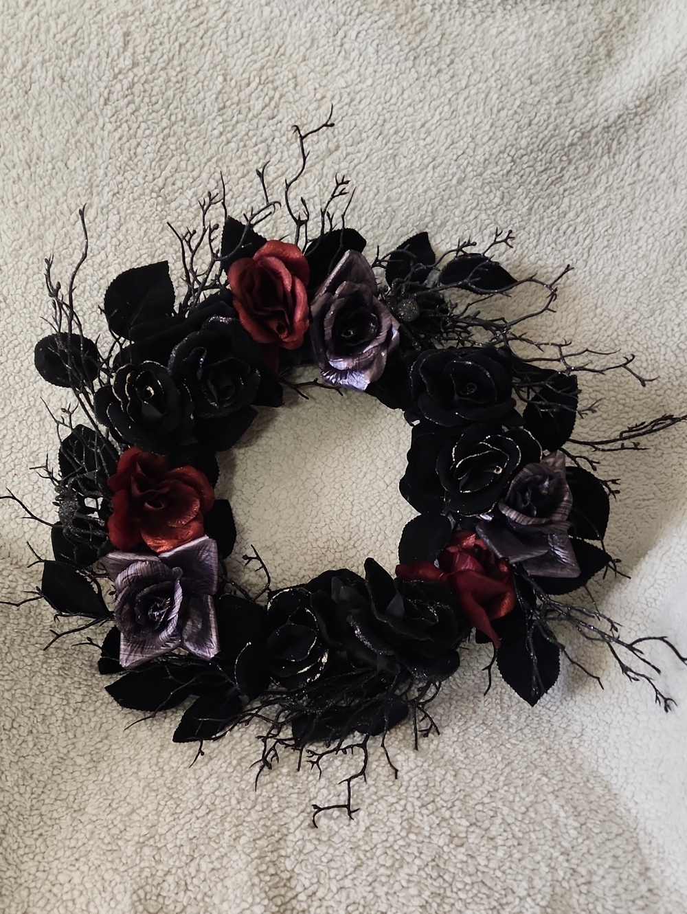 Black, Purple and Burgundy Floral Wreath